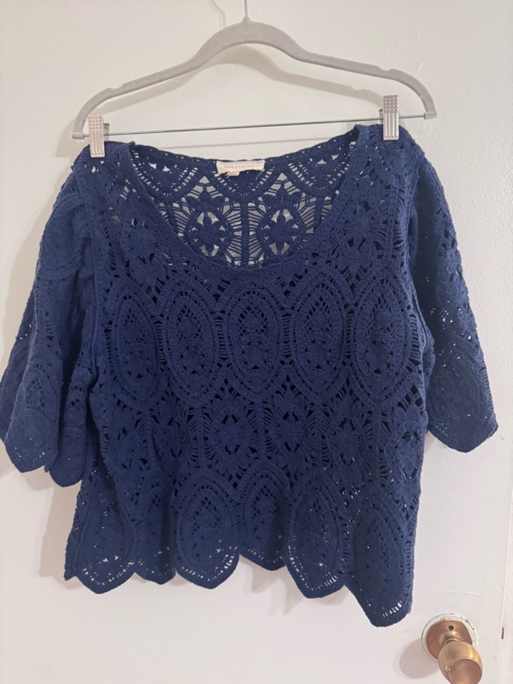 Crochet Lace Navy Women's Top